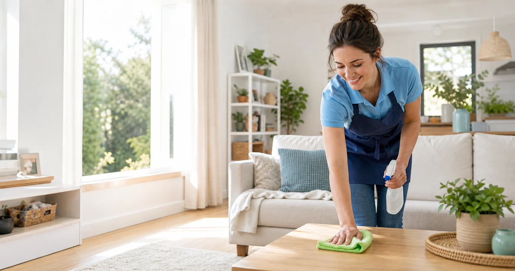 A bright professional cleaning scene for the Barstow Family Cleaning sample website