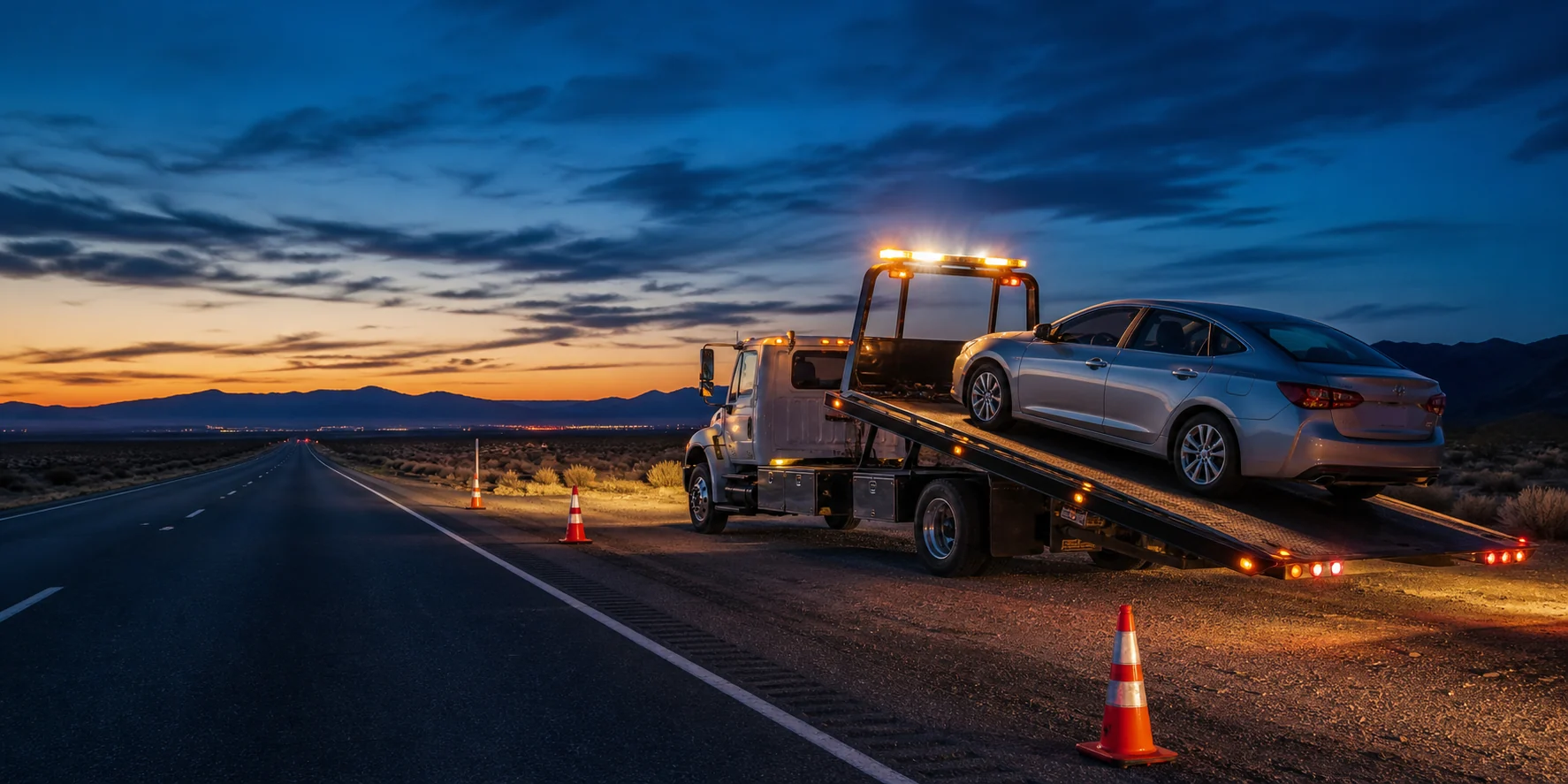 A roadside tow truck for the Route 66 Towing sample website